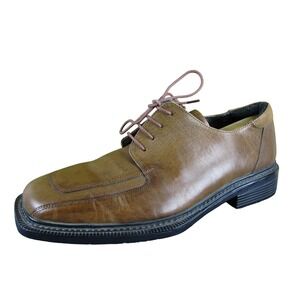 Todd Welsh Men 10.5 Brown Leather Square Toe Oxford Dress Shoes Classic Comfort